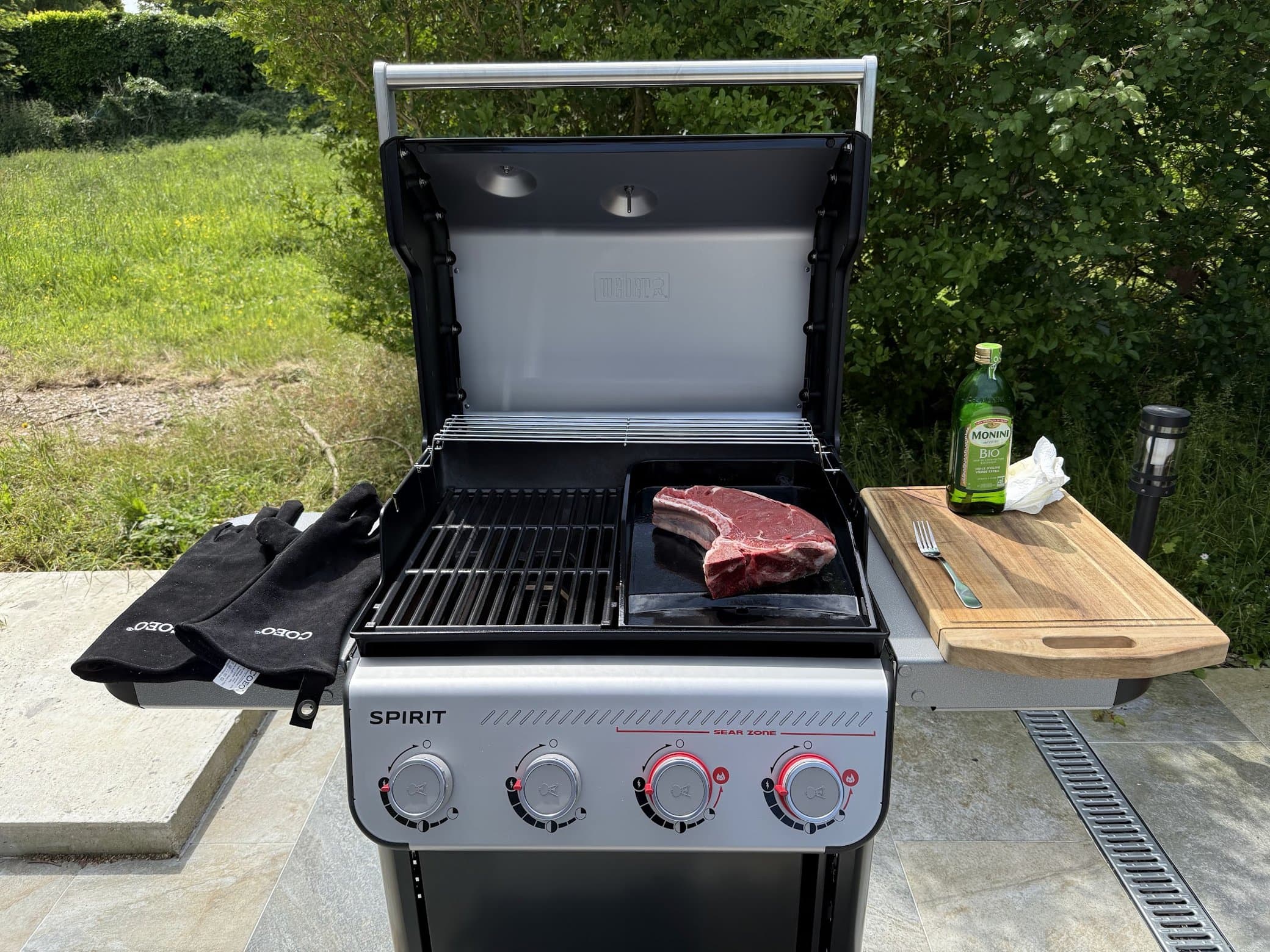 Le barbecue à gaz Weber sur la terrasse, avec sa plaque plancha